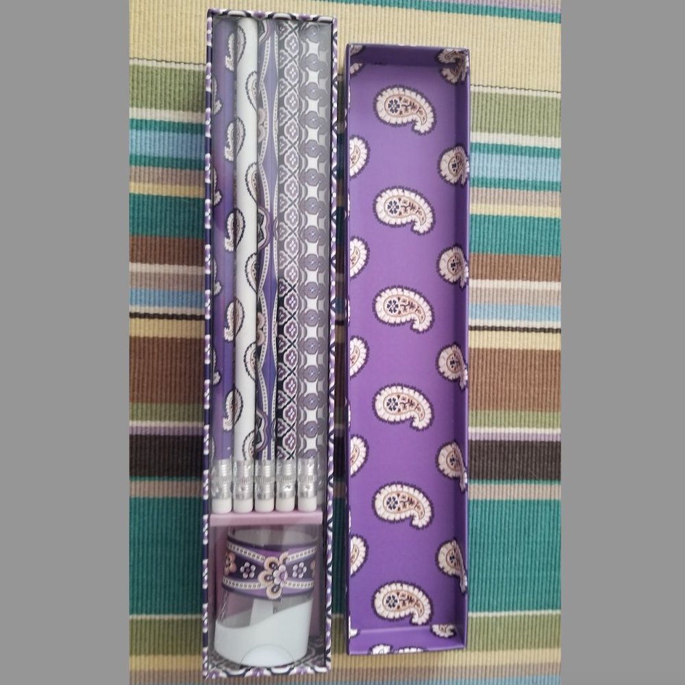 Vera Bradley Purple Paisley pencil set